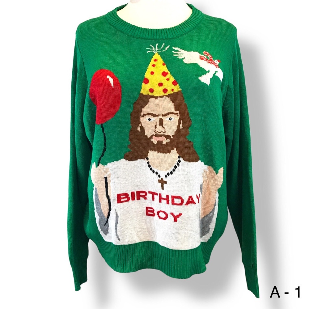 Tipsy Elves Green Birthday Boy Crewneck Sweater